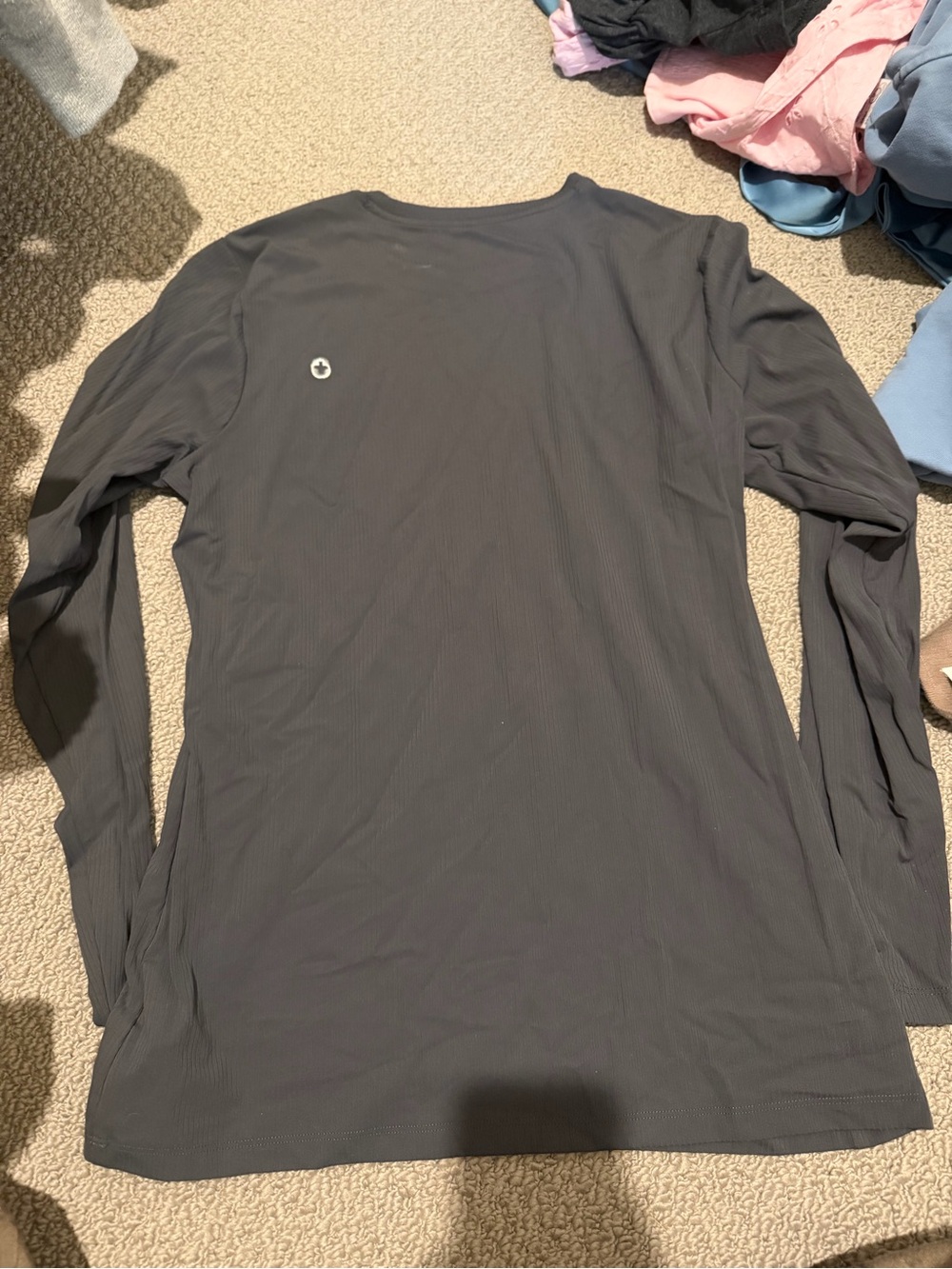 Figs Long Sleeve Ribbed Tee - Charcoal Gray